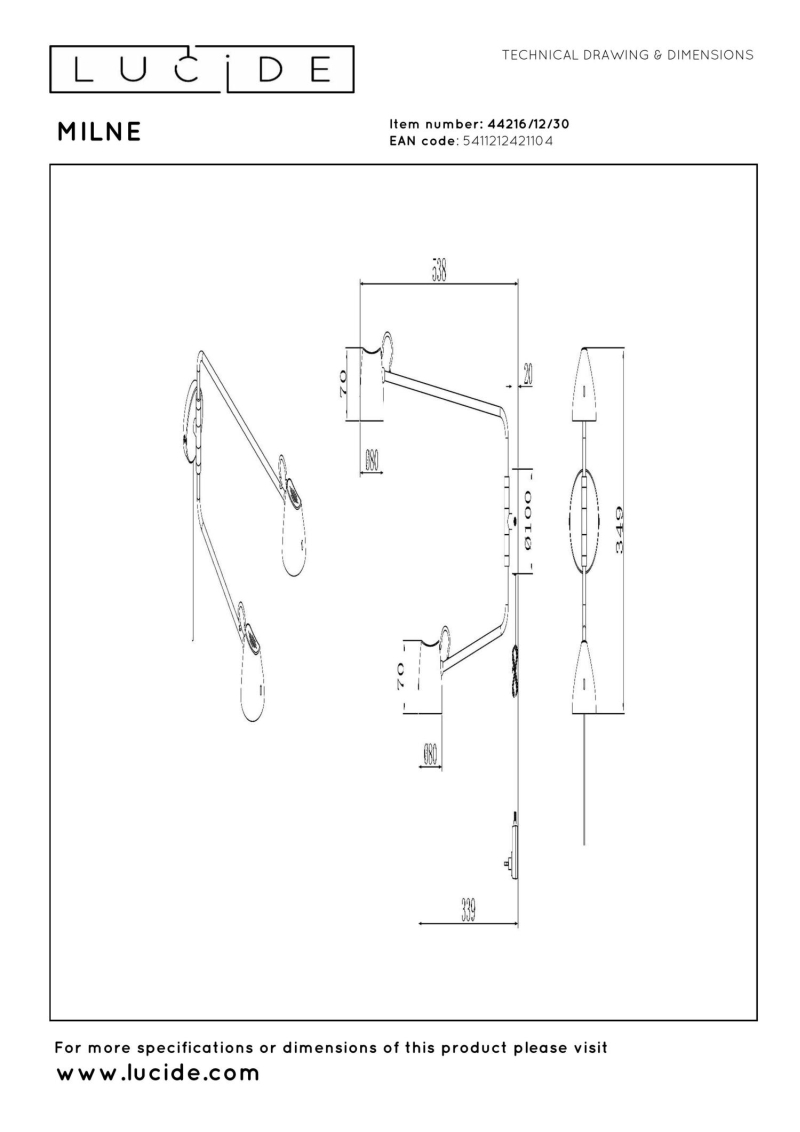 Lucide MILNE - Nástenné svietidlo - LED Dim. - 2x8W 2700K - Čierna